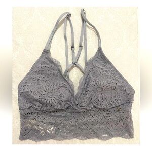 Lucky Brand BRALETTE Gray Lace Lacey Comfort Padded with No Underwire SIZE SMALL